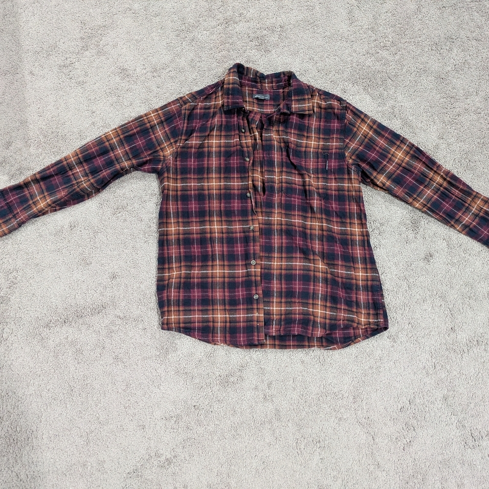 Eddie Bauer Red and Brown Plaid Button-Down Shirt‎